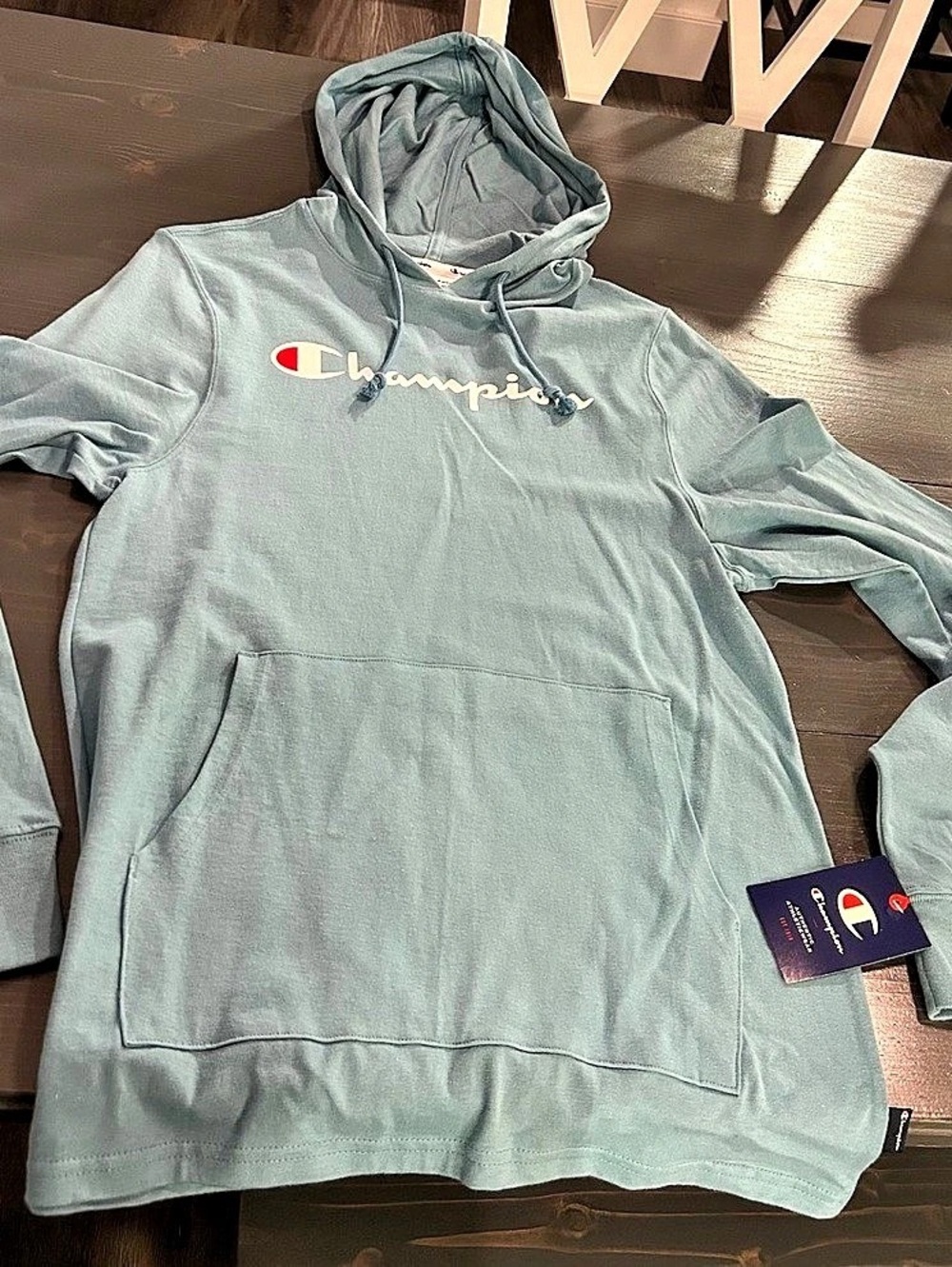 Champion Authentic Athleticwear Script Logo Pullover Hoodie Blue Small